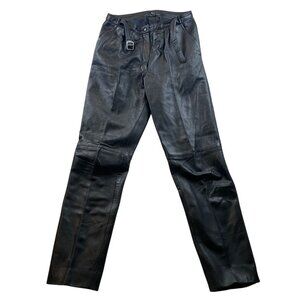 Womens Leather Pants Size 28x30 Measured Pleated Straight Leg